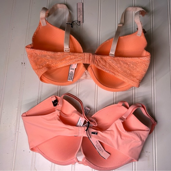 Victoria’s Secret 32DD  2 piece Bra Bundle. different styles. Push-up. Peach - Picture 2 of 5